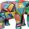 Casa Padrino Designer Deko Skulptur Elefant Bunt 90 x H. 70 cm - Deko Tierfigur - Wetterbeständige Gartendekofigur - Deko Accessoires