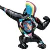Casa Padrino Designer Deko Skulptur Gorilla Star Affe Schwarz / Mehrfarbig 89 x H. 75 cm - Wetterbeständige Dekofigur - Wohnzimmer Terrassen Garten Deko