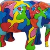 Casa Padrino Designer Deko Skulptur Elefant Mehrfarbig 90 x H. 70 cm - Deko Tierfigur - Wetterbeständige Gartendekofigur - Deko Accessoires