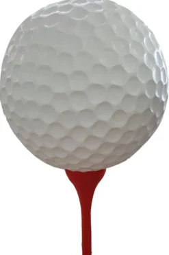 Casa Padrino Designer Deko Skulptur Golfball Weiß / Rot Ø 120 x H. 200 cm - Riesige Wetterbeständige Gartendeko