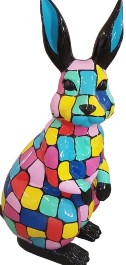 Casa Padrino Designer Deko Skulptur Hase Mehrfarbig H. 110 cm - Tierfigur - Dekofigur - Gartenfigur - Gartendeko