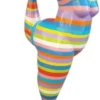 Casa Padrino Designer Deko Skulptur Akrobatische Frau Mehrfarbig Gestreift H. 141 cm - Wetterbeständige Dekofigur - Gartendeko Skulptur - Gartenfigur