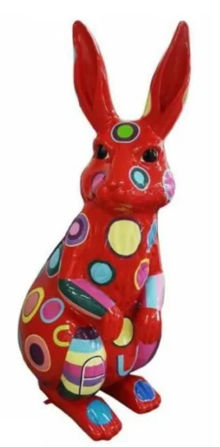 Casa Padrino Designer Deko Skulptur Hase H. 110 cm - Wohnzimmer Deko Skulptur - Gartendeko Skulptur - Wetterbeständige Tierfigur XXL Gartenskulptur