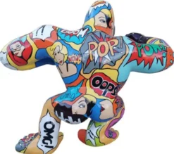 Casa Padrino Designer Deko Skulptur Gorilla Affe Bunt 214 x 100 x H. 185 cm - Wetterbeständige Dekofigur - Garten Terrassen Deko