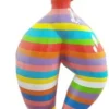 Casa Padrino Designer Deko Skulptur Frau beim Sport Mehrfarbig Gestreift H. 132 cm - Dekofigur - Gartendeko Skulptur - Gartenfigur