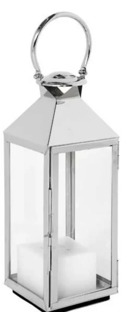 Casa Padrino Designer Edelstahl Laterne mit Griff 18 x 18 x H. 67 cm - Luxus Accessoires