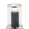 Casa Padrino Designer Edelstahl Kerzenleuchter - Rund, Nickel Finish, Durchmesser 13 x H. 22 cm