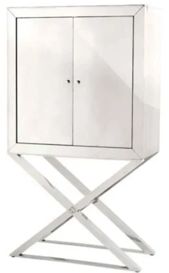 Casa Padrino Designer Edelstahl Schrank Silber - Luxus Wohnzimmer Möbel