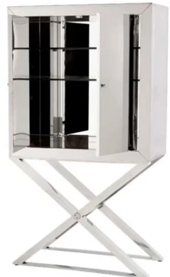 Casa Padrino Designer Edelstahl Schrank Silber - Luxus Wohnzimmer Möbel