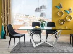 Casa Padrino Designer Esstisch mit gehärteter Glasplatte Weiß 180 x 90 x H. 76 cm - Luxus Esszimmer Möbel