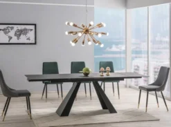 Casa Padrino Designer Esstisch Mattschwarz 160-240 x 90 x H. 76 cm - Ausziehbarer Esszimmertisch mit gehärteter Glasplatte - Designer Möbel