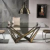 Casa Padrino Designer Esstisch mit Glasplatte Braun 200 x 100 x H. 76 cm - Luxus Esszimmer Möbel