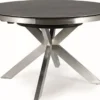 Casa Padrino Designer Esstisch Grau / Silber 120-160 x 120 x H. 76 cm - Ausziehbarer Esszimmertisch mit Glaskeramik Tischplatte und Edelstahl Beinen - Küchen Möbel - Designer Esszimmer Möbel