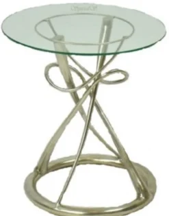 Casa Padrino Designer Esstisch Silber Ø 71 x H. 70 cm - Runder Esszimmertisch mit Glasplatte - Luxus Qualität