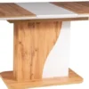 Casa Padrino Designer Esstisch Naturfarben / Matt Weiß 120-160 x 80 x H. 76 cm - Moderner rechteckiger ausziehbarer Küchentisch - Küchen Möbel