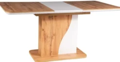 Casa Padrino Designer Esstisch Naturfarben / Matt Weiß 120-160 x 80 x H. 76 cm - Moderner rechteckiger ausziehbarer Küchentisch - Küchen Möbel