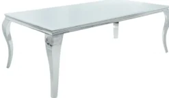 Casa Padrino Designer Esstisch 180 cm Weiss / Silber - Modern Barock