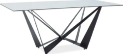 Casa Padrino Designer Esstisch mit Glasplatte in Marmoroptik Grau / Schwarz 180 x 90 x H. 76 cm - Luxus Esszimmer Möbel