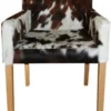 Casa Padrino Designer Esszimmer Stuhl mit Armlehnen ModEF 35 Kuhfell - Massivholz Buche - 88 x 55 x 61 cm