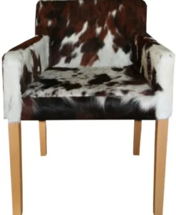 Casa Padrino Designer Esszimmer Stuhl mit Armlehnen ModEF 35 Kuhfell - Massivholz Buche - 88 x 55 x 61 cm