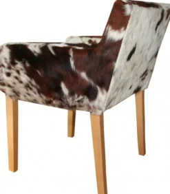 Casa Padrino Designer Esszimmer Stuhl mit Armlehnen ModEF 35 Kuhfell - Massivholz Buche - 88 x 55 x 61 cm