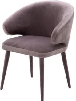 Casa Padrino Designer Esszimmerstuhl mit Armlehnen in Taupe 62 x 55 x H. 79 cm