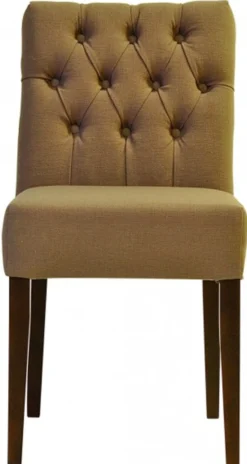Casa Padrino Designer Esszimmer Stuhl Modell EF 283 Khaki / Braun - Buchenholz - Chesterfield Design - 87 x 44 x 67 cm