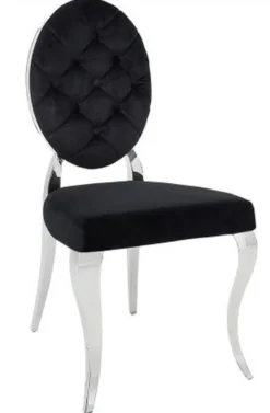 Casa Padrino Designer Esszimmer Stuhl Schwarz / Silber ohne Armlehne - Designer Stuhl