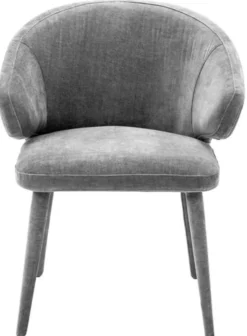 Casa Padrino Designer Esszimmerstuhl mit Armlehnen in Grau 62 x 55 x H. 79 cm