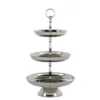 Casa Padrino Designer Etagere Shine 3-stufig aus rostfreiem Stahl in Nickel 30 x H. 53 cm