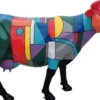 Casa Padrino Designer Gartendeko Skulptur Kuh Bunt 210 x 55 x H. 147 cm - Lebensgroße Tierfigur - Riesige Wetterbeständige Dekofigur XXL