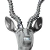 Casa Padrino Designer Geweih Gazelle Wandfigur aus poliertem Aluminium - Wanddekoration - 30 x 20 x 15 cm