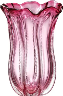 Casa Padrino Designer Glas Blumenvase Rosa Ø 25 x H. 35 cm - Luxus Deko Vase