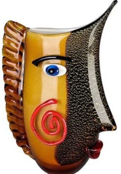 Casa Padrino Designer Glasvase Mehrfarbig 21 x 10 x H. 31 cm - Dekovase - Blumenvase Vase