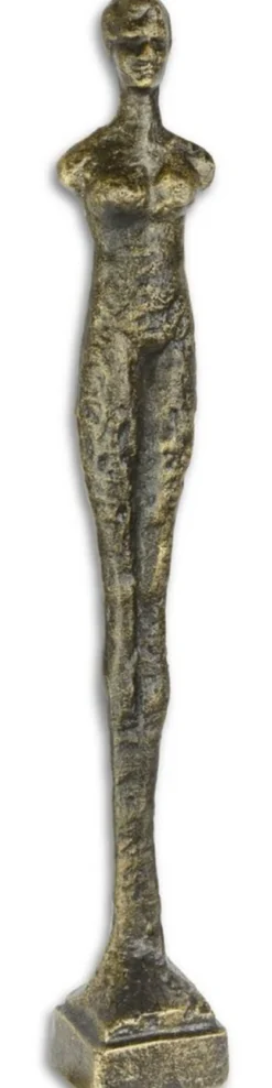 Casa Padrino Designer Gusseisen Figur Stehende Frau Antik Gold 6,3 x 6,1 x H. 42,2 cm - Luxus Dekofigur