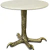 Casa Padrino Designer Gusseisen Beistelltisch mit Marmorplatte Antik Messingfarben / Weiß Ø 50 x H. 44,5 cm - Designer Wohnzimmermöbel