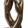 Casa Padrino Designer Gusseisen Skulptur Hände Antik Gold / Schwarz / Naturfarben 17,4 x 18,4 x H. 39,9 cm - Luxus Deko Objekt