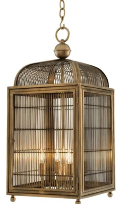 Casa Padrino Designer Hängeleuchte / Laterne Antik Messing 38 x 38 x H. 81 cm - Luxus Hängelampe