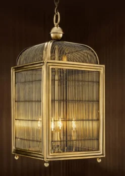 Casa Padrino Designer Hängeleuchte / Laterne Antik Messing 38 x 38 x H. 81 cm - Luxus Hängelampe