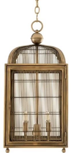 Casa Padrino Designer Hängeleuchte / Laterne Antik Messing 38 x 38 x H. 81 cm - Luxus Hängelampe