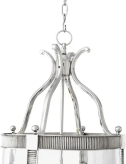 Casa Padrino Designer Hängeleuchte Silber 48 x H. 98 cm - Luxus Hängelampe