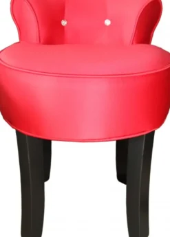 Casa Padrino Designer Hocker Boston Rot/Schwarz mit Bling Bling Steinen - Barock Schminktisch Stuhl, 56 cm hoch