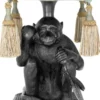 Casa Padrino Designer Hocker Affe Schwarz / Türkis 38 x 43 x H. 58 cm - Luxus Möbel