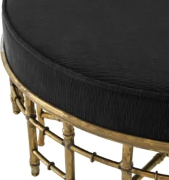 Casa Padrino Designer Hocker Vintage Messing / Schwarz 69 x H. 48,5 cm - Luxus Rundhocker