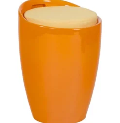 Casa Padrino Designer Hocker Orange mit Sitzpolster und Stauraum unter dem Sitz
