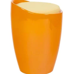Casa Padrino Designer Hocker Orange mit Sitzpolster und Stauraum unter dem Sitz
