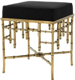 Casa Padrino Designer Hocker Vintage Messing / Schwarz 40 x 40 x H. 48,5 cm - Luxus Sitzhocker