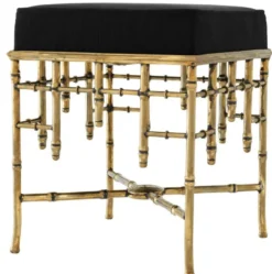 Casa Padrino Designer Hocker Vintage Messing / Schwarz 40 x 40 x H. 48,5 cm - Luxus Sitzhocker