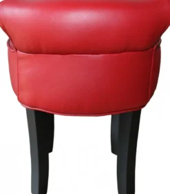 Casa Padrino Designer Hocker Rot / Schwarz mit Bling Bling Steinen - Barock Schminktisch Stuhl