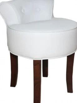 Casa Padrino Designer Hocker Boston Weiß / Braun - Barock Schminktisch Stuhl